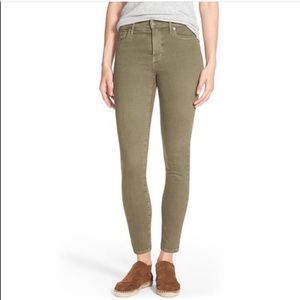 Madewell 9” High Rise Olive Green Skinny Jeans